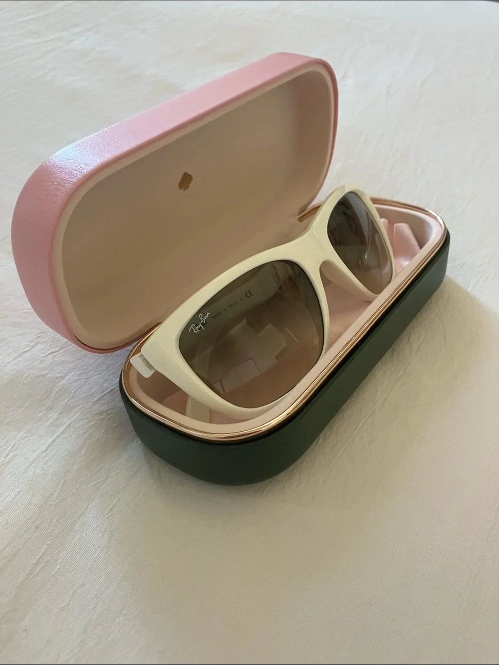Polished white Ray-Bans, size OS